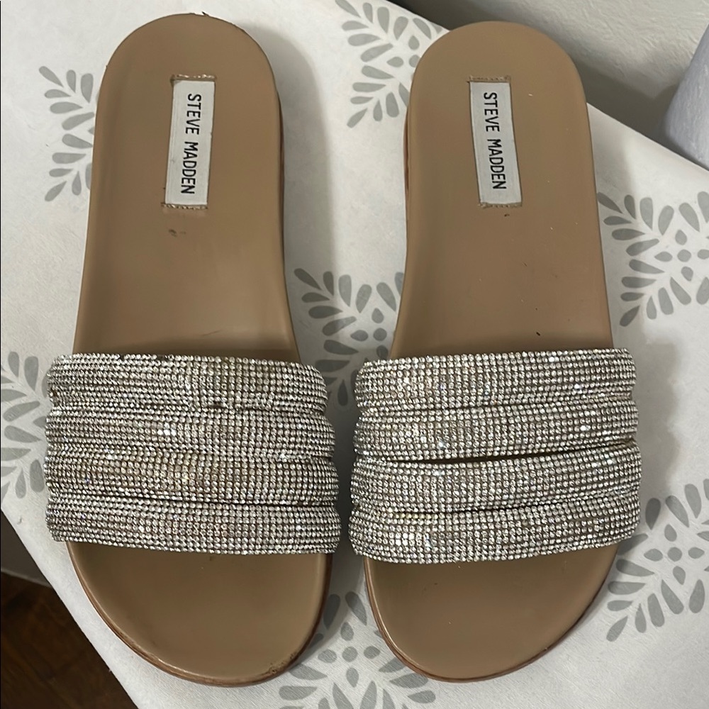 Steve Madden Silver Slide Sandals